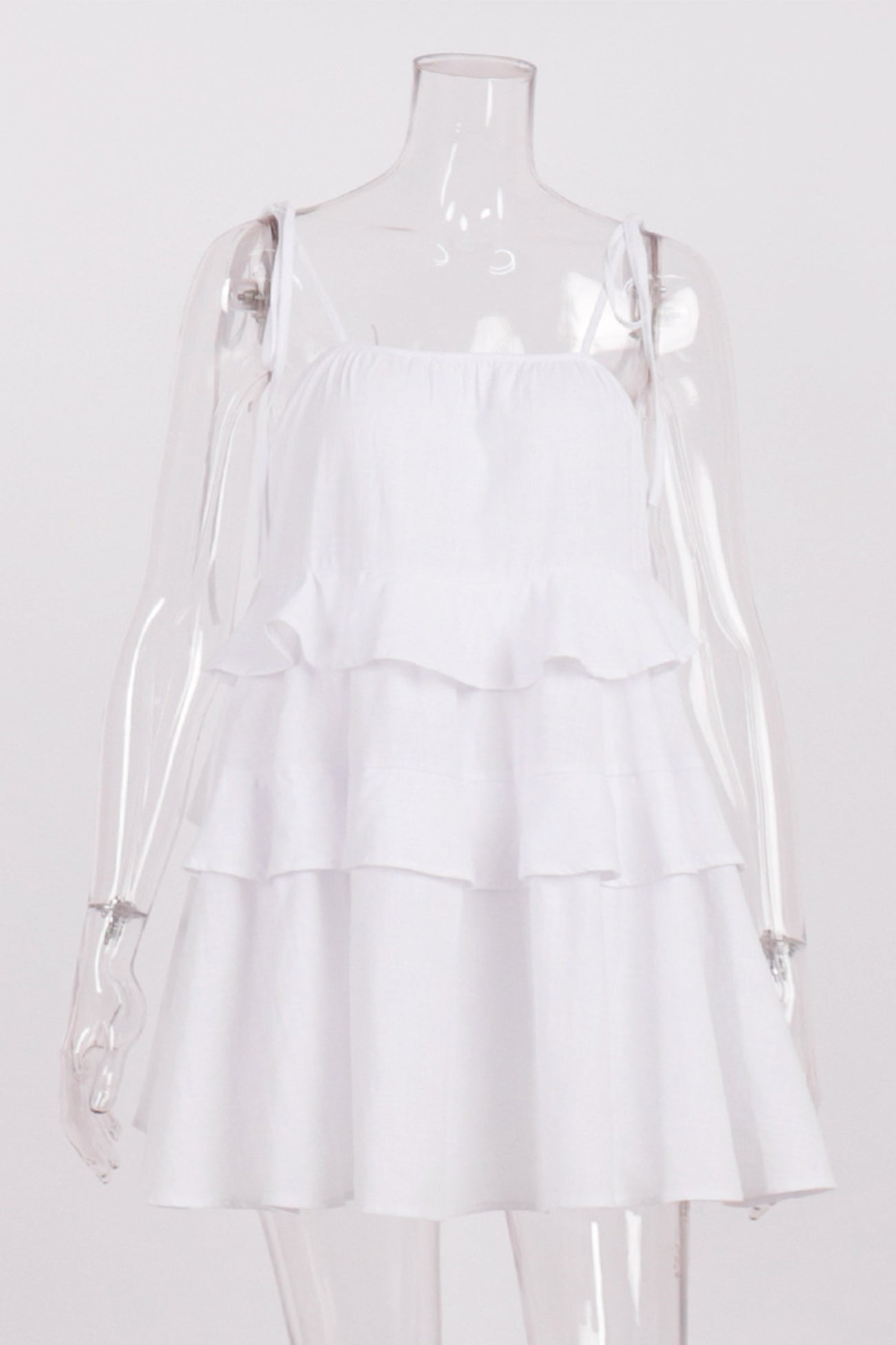 Cotton Tie-straps Tiered Cami Babydoll Dress