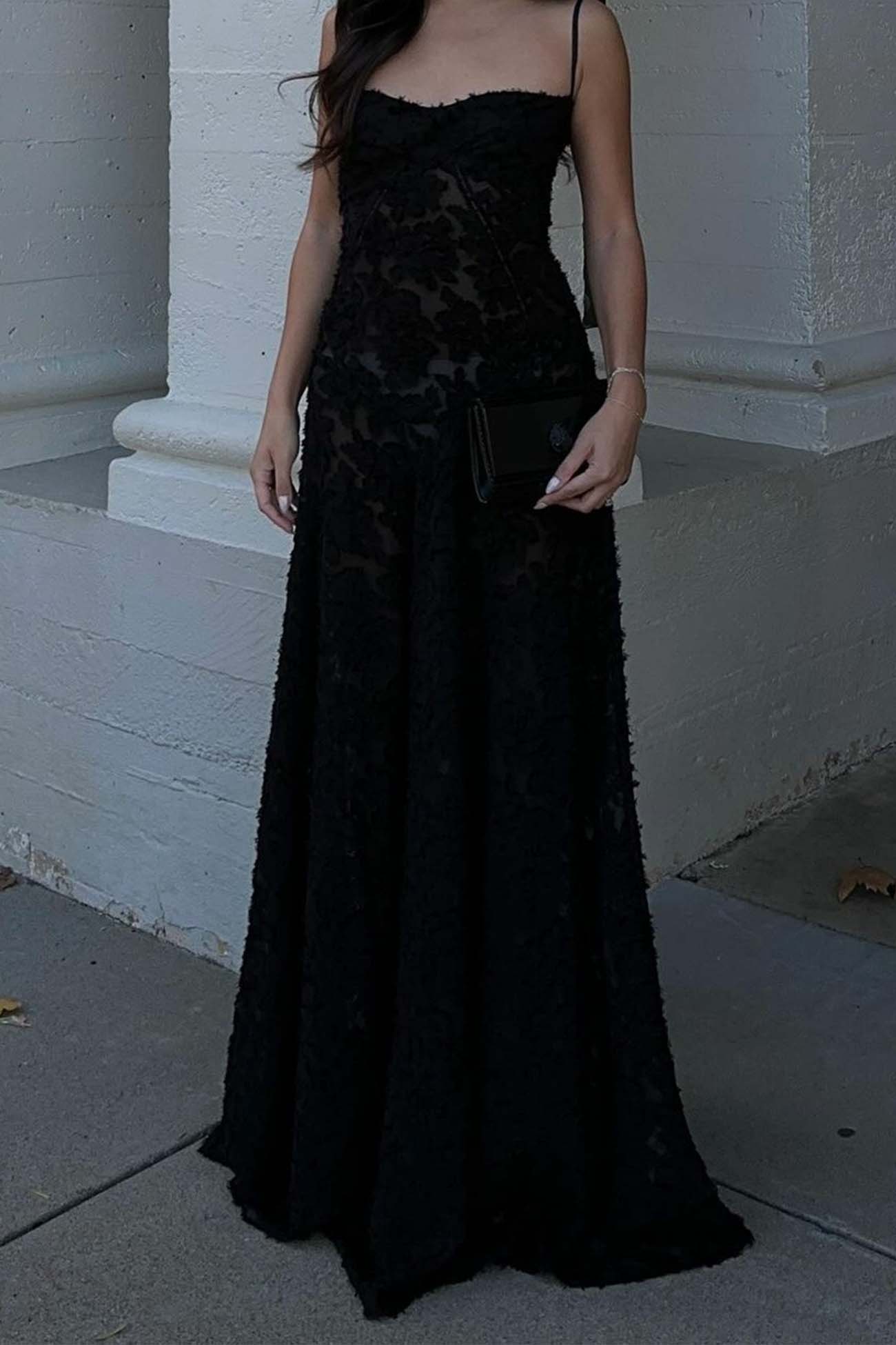 Floral Jacquard Tassel Lace Up Maxi Dress