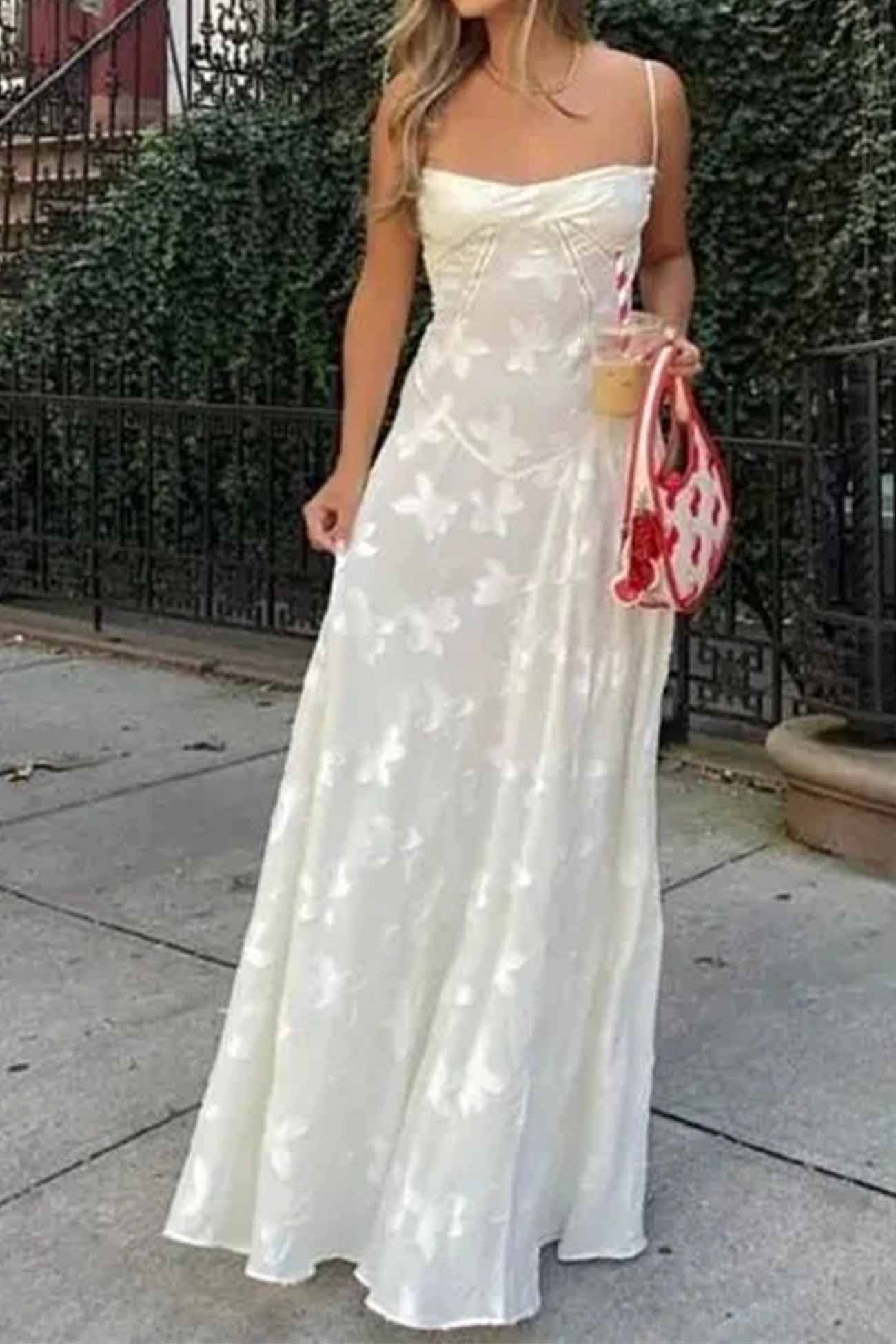 Floral Jacquard Tassel Lace Up Maxi Dress