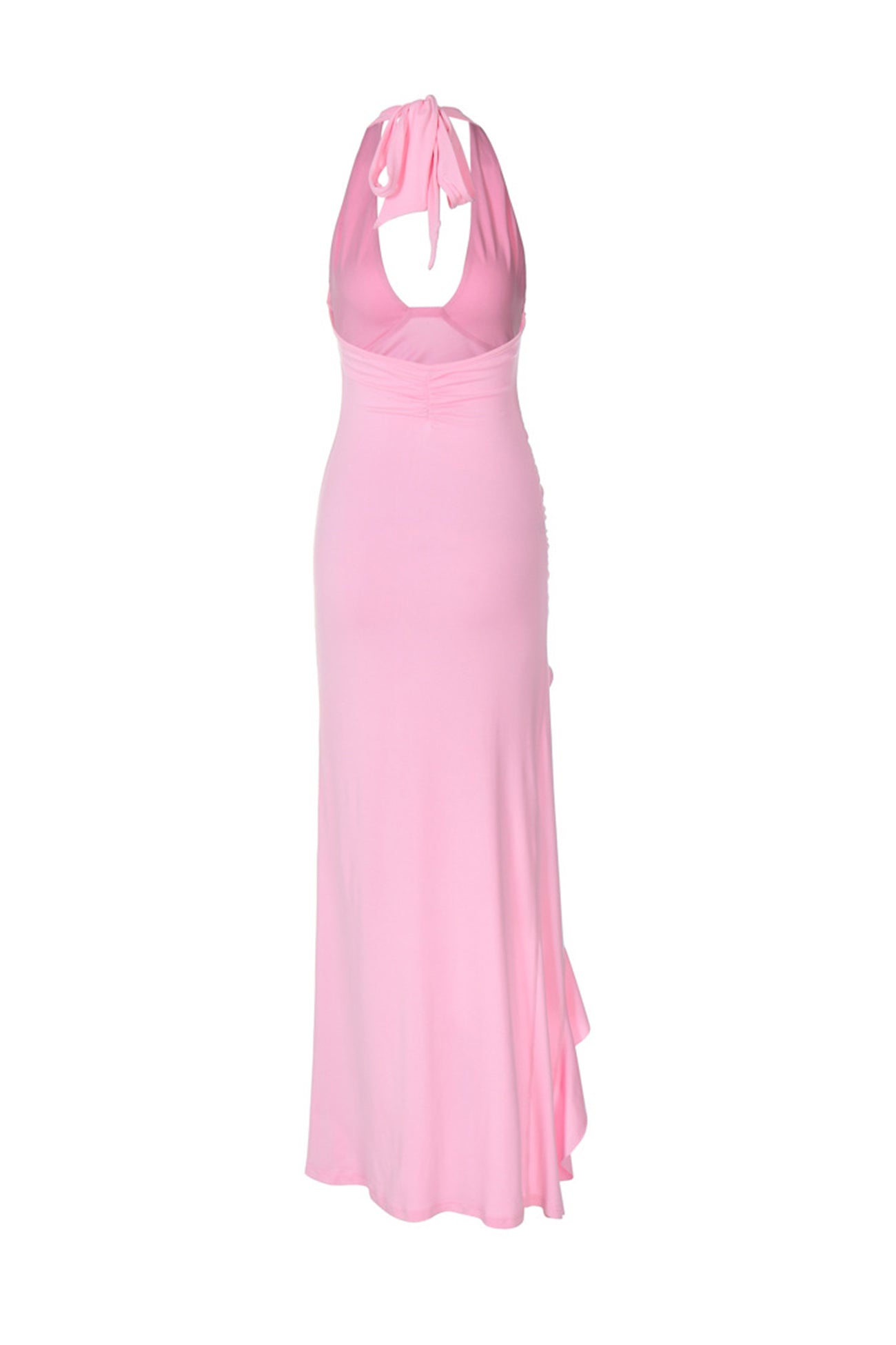 Halterneck Floral Ruffle Hem Midi Dress