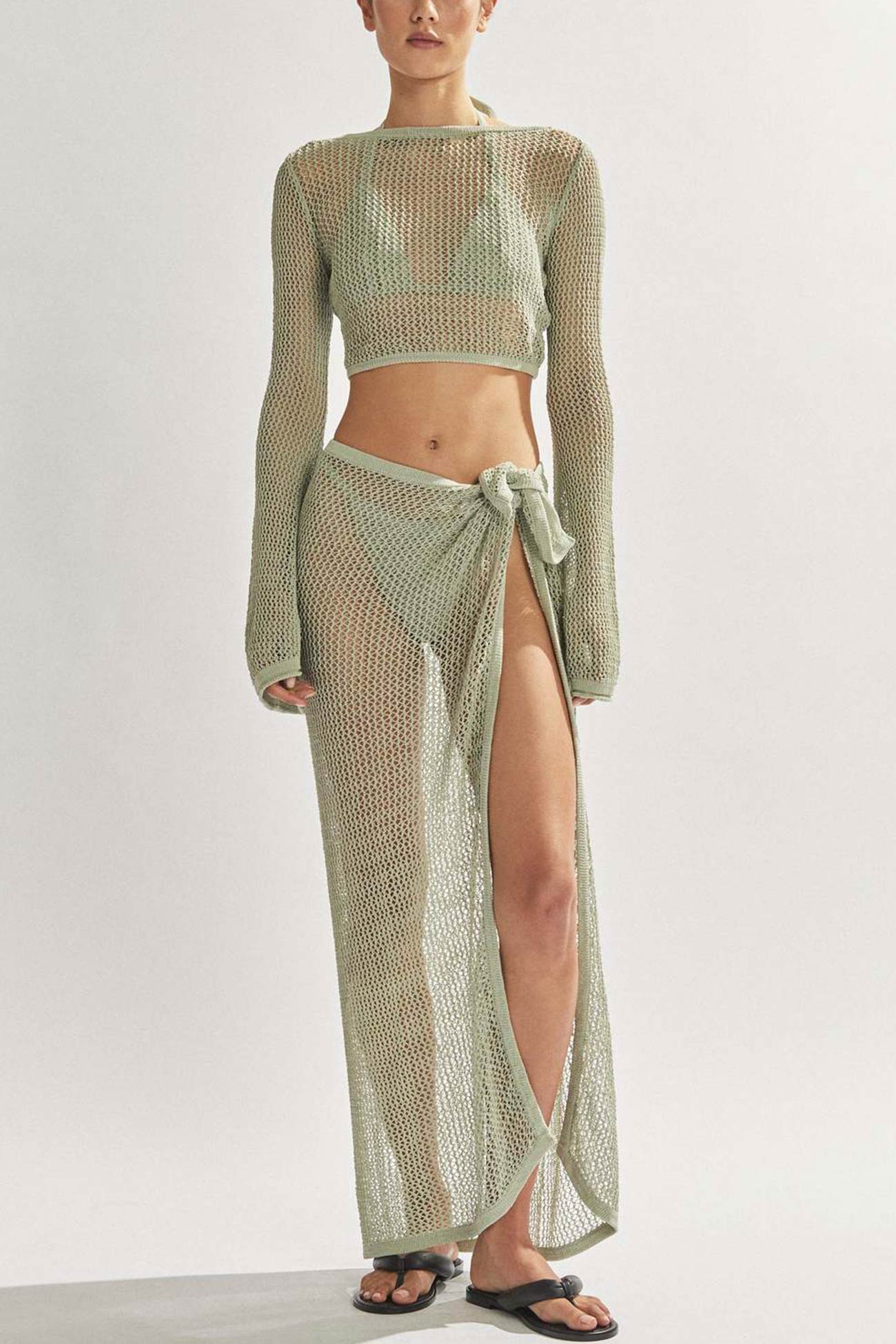 Hollow Out Crochet Cover-up Knit Set