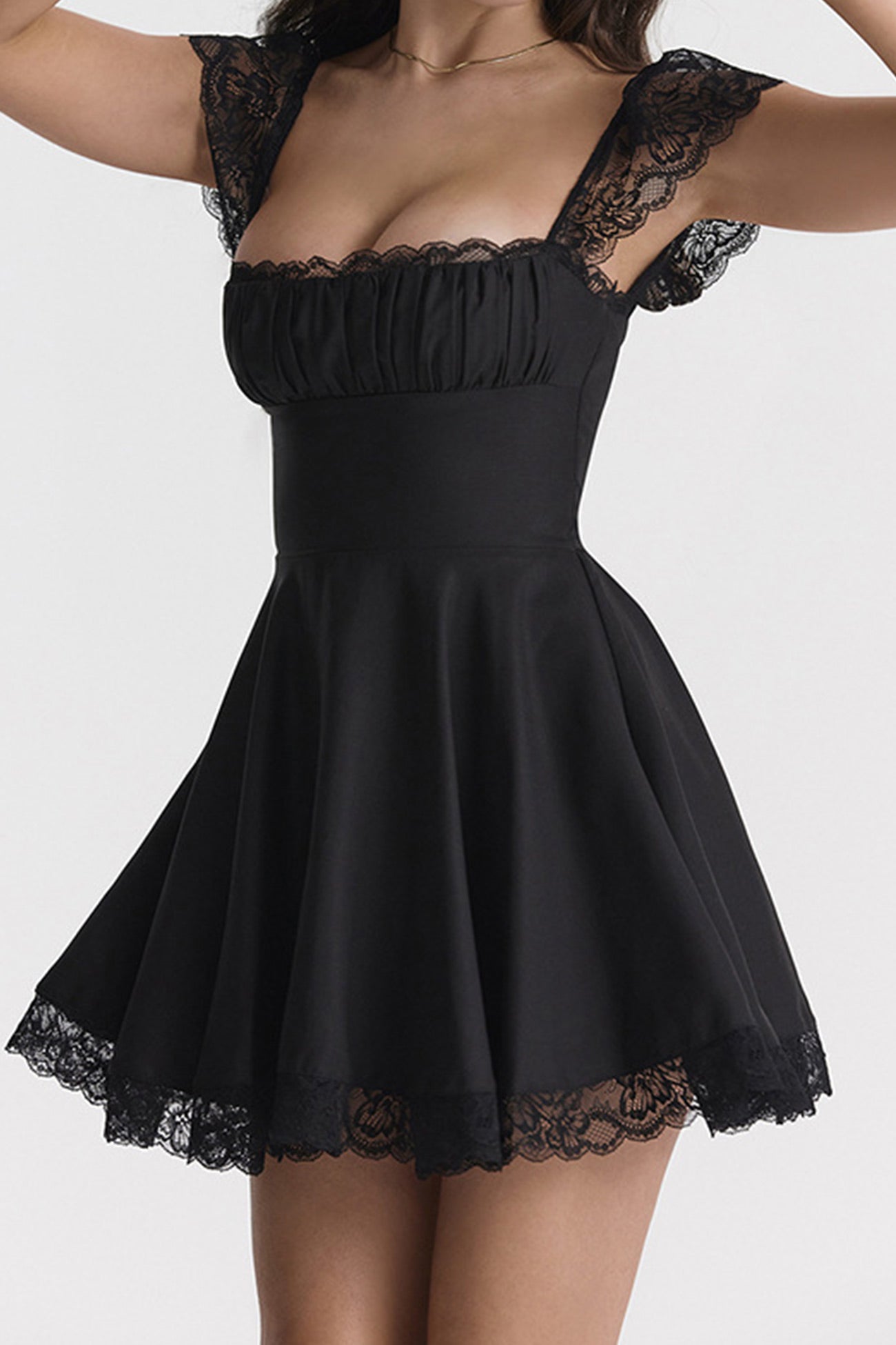 Lace Patchwork Strappy Corset Dress