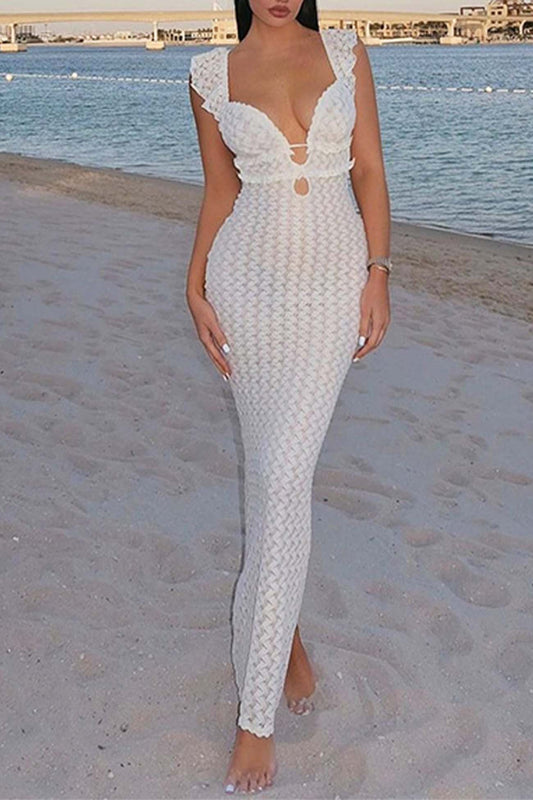 Low Cut Backless Hollow Out Dress