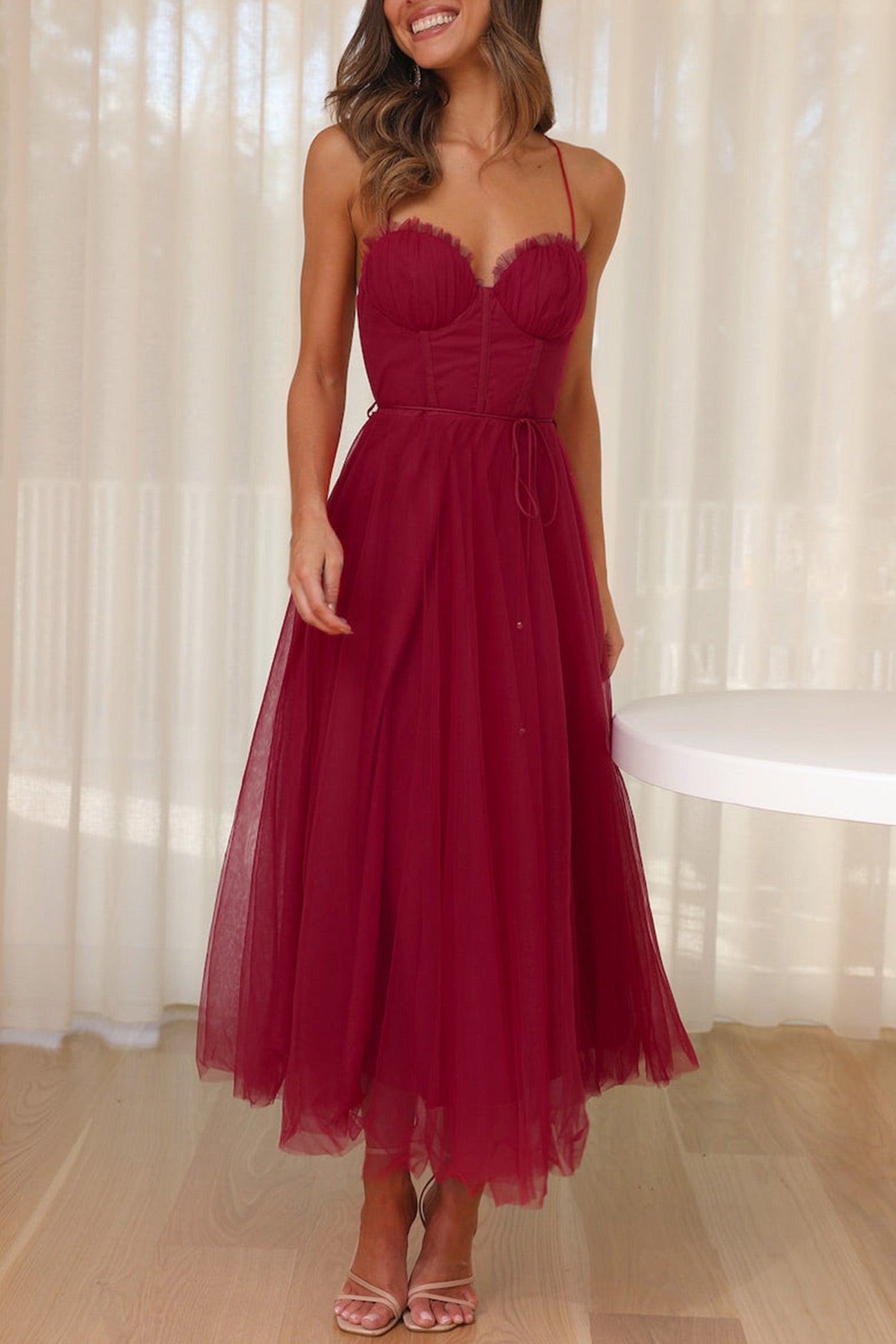 Mesh Corset Lace-up Cami Dress