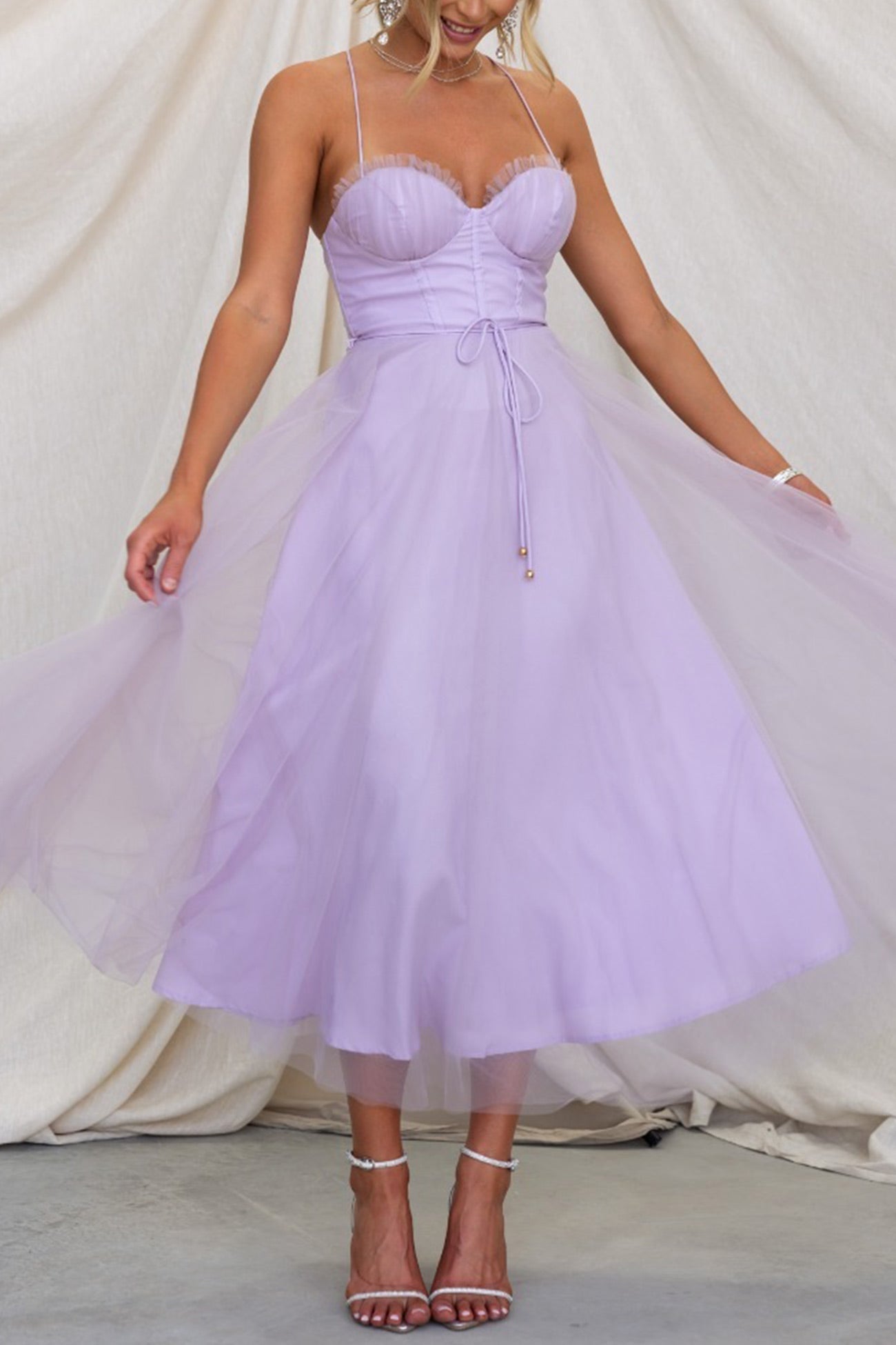 Mesh Corset Lace-up Cami Dress