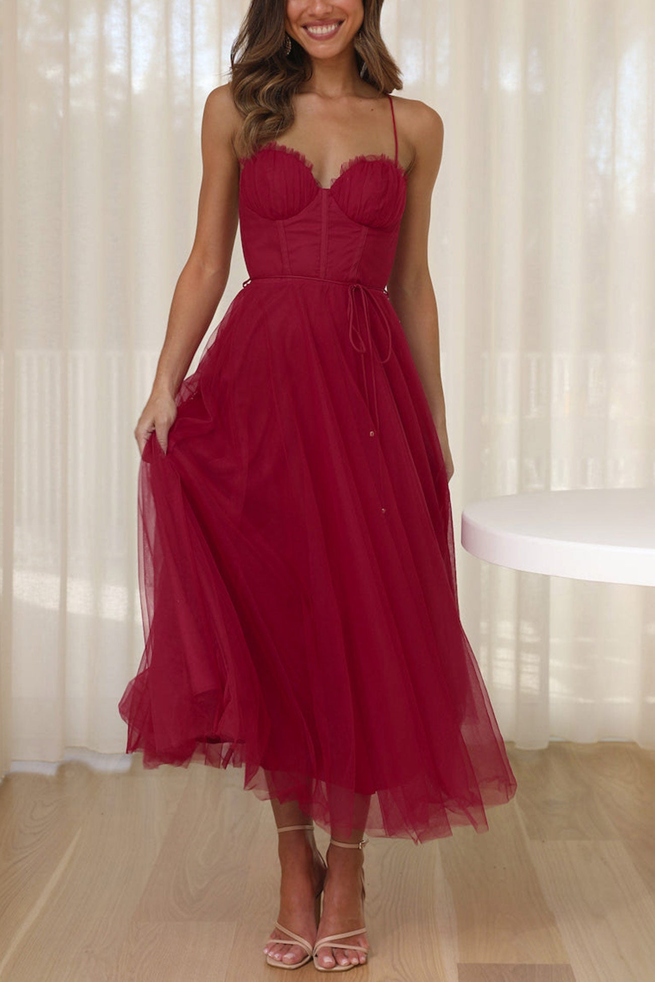 Mesh Corset Lace-up Cami Dress