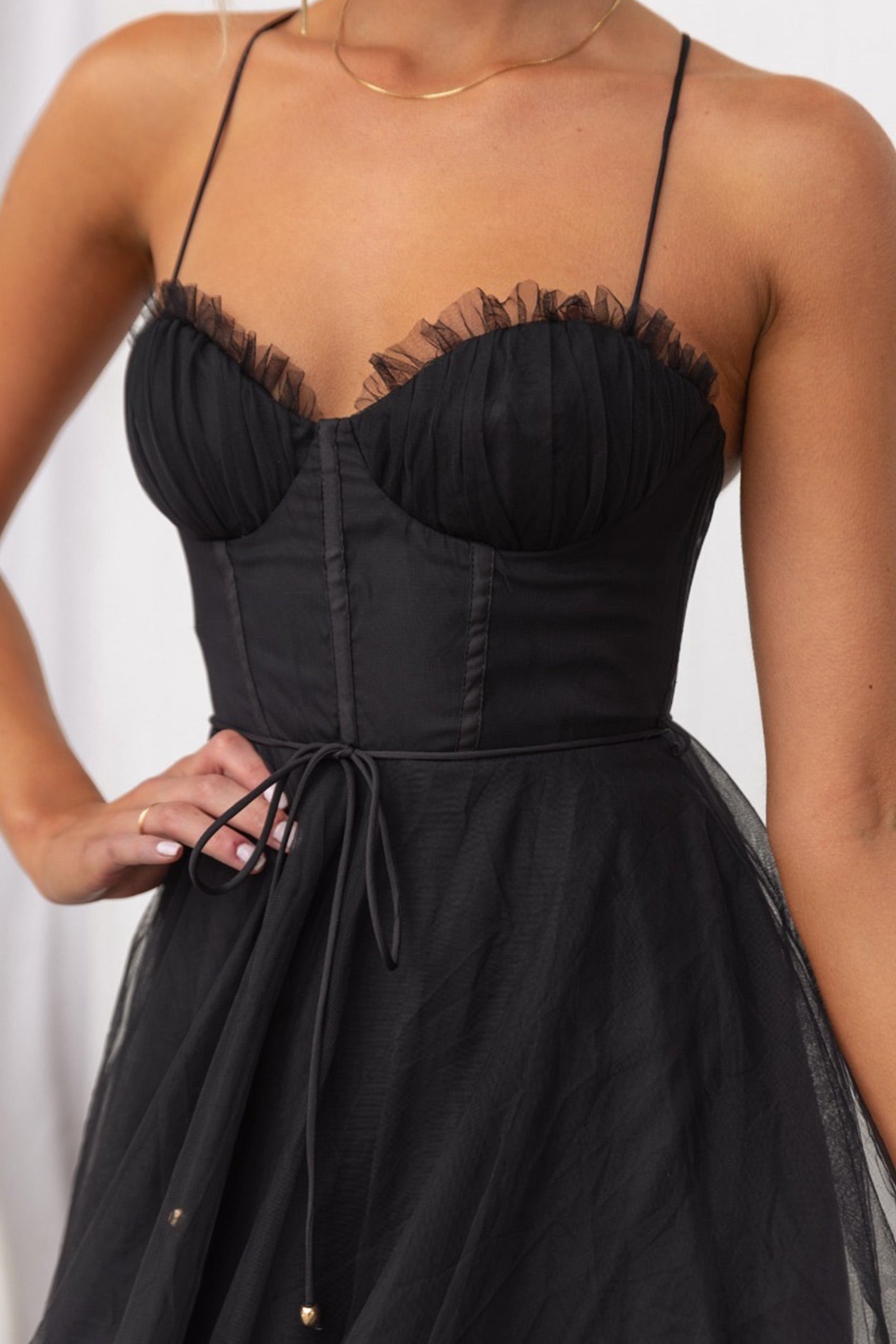 Mesh Corset Lace-up Cami Dress
