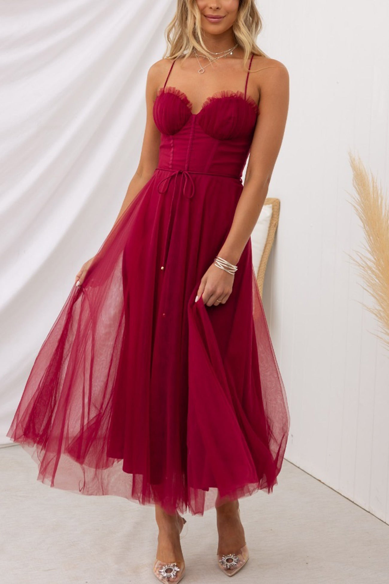 Mesh Corset Lace-up Cami Dress