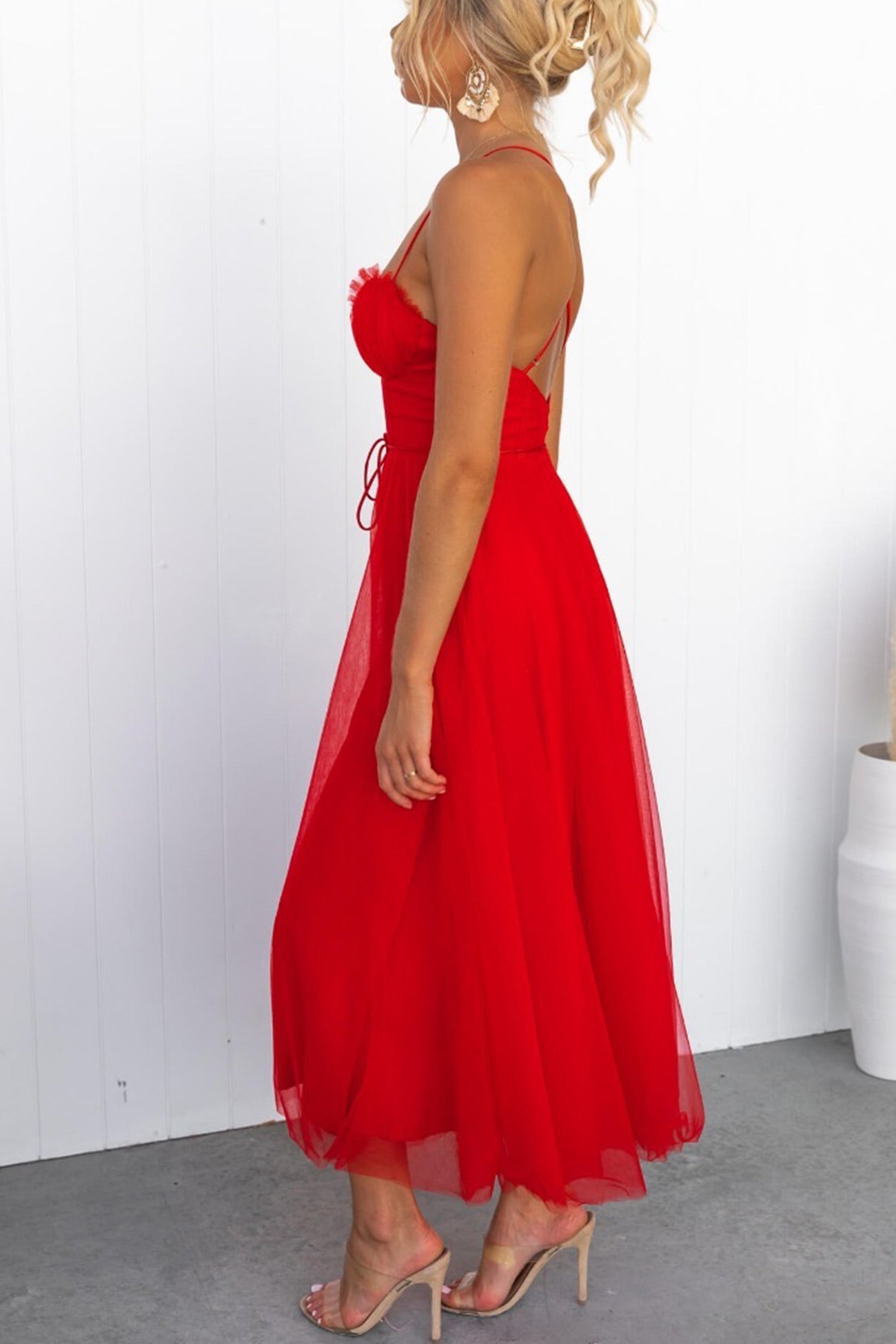 Mesh Corset Lace-up Cami Dress