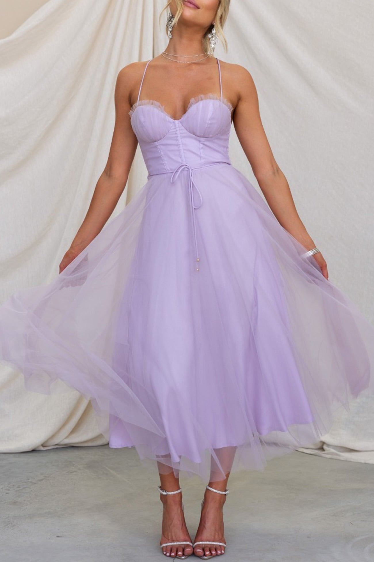 Mesh Corset Lace-up Cami Dress