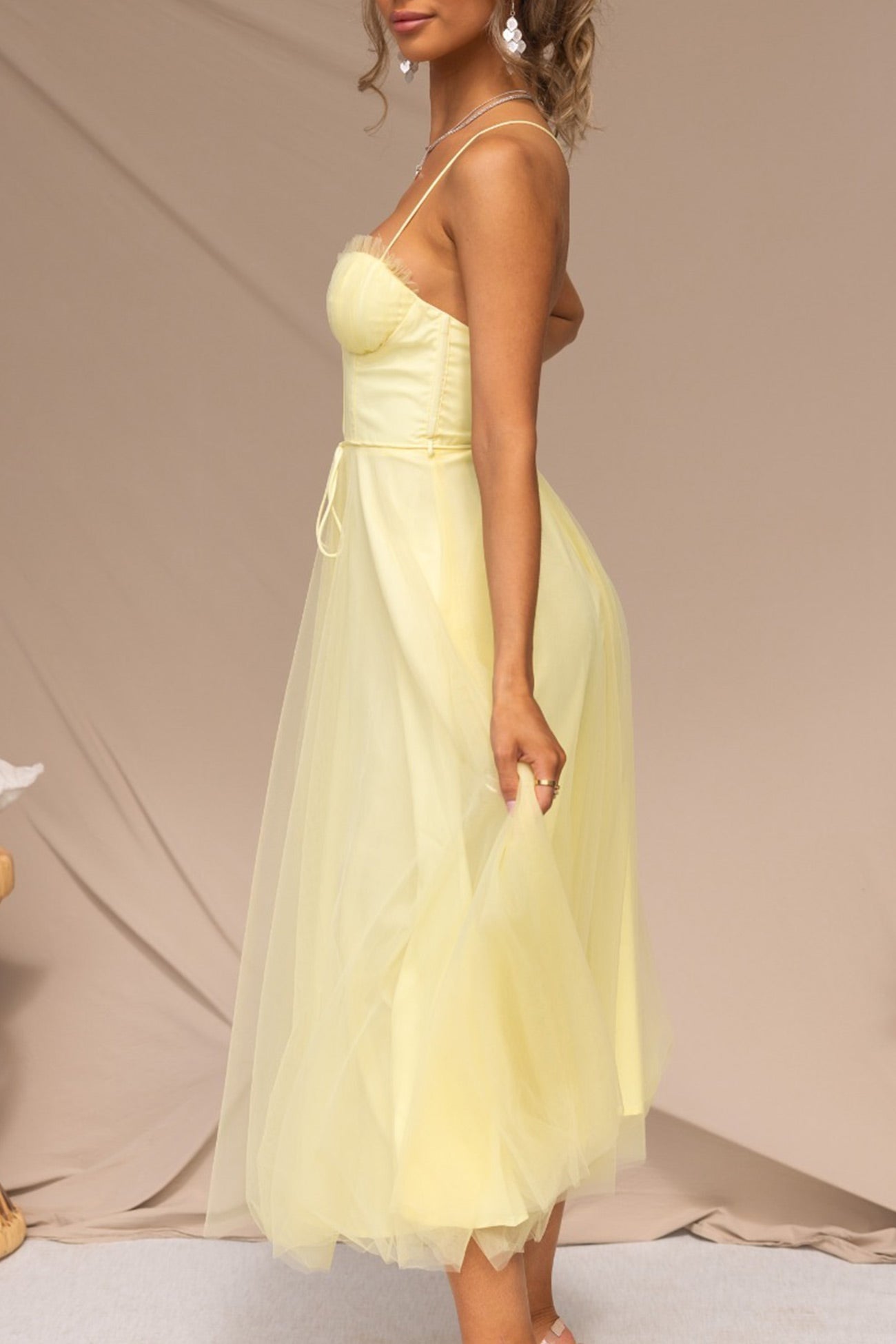 Mesh Corset Lace-up Cami Dress