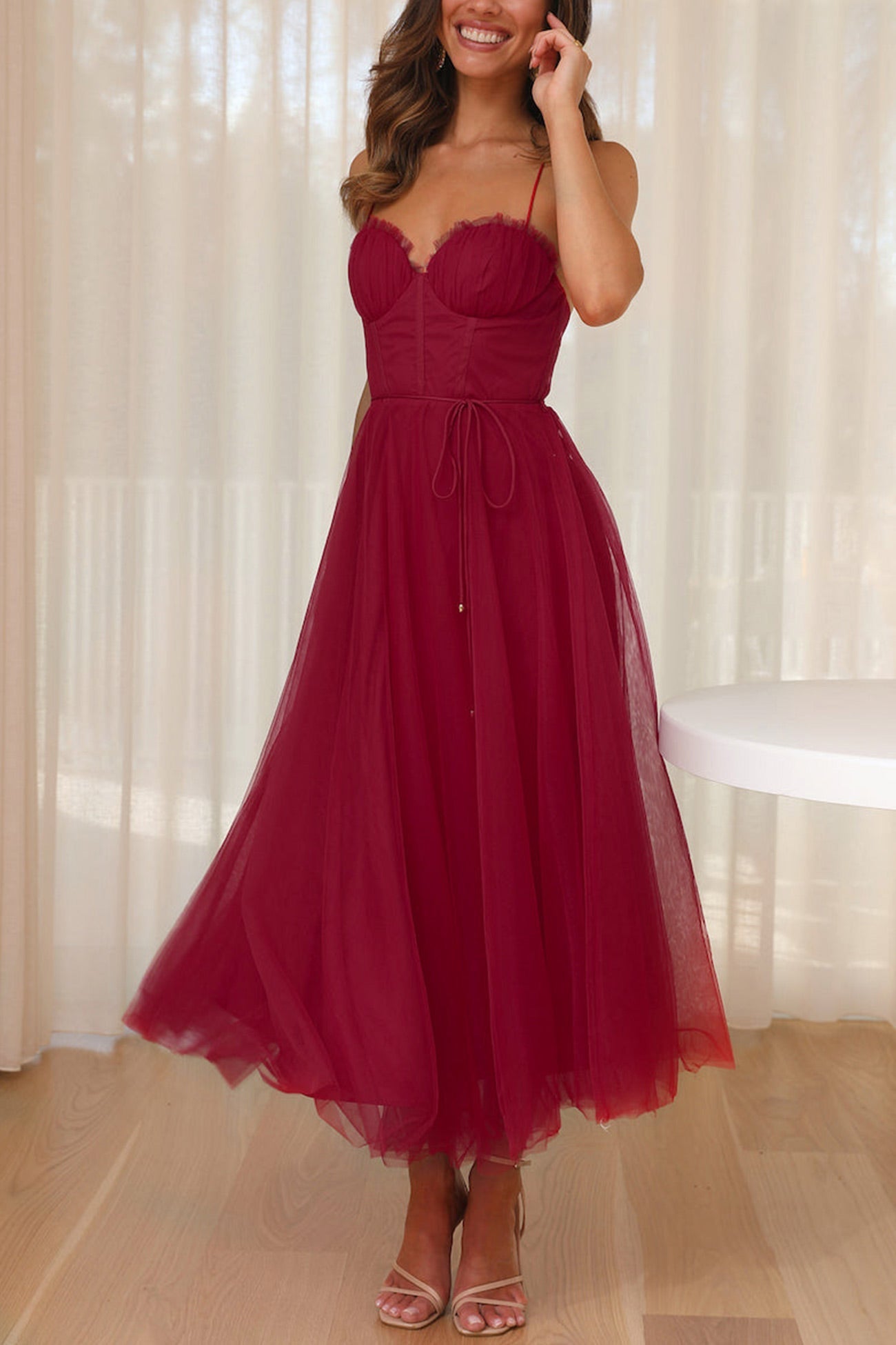 Mesh Corset Lace-up Cami Dress