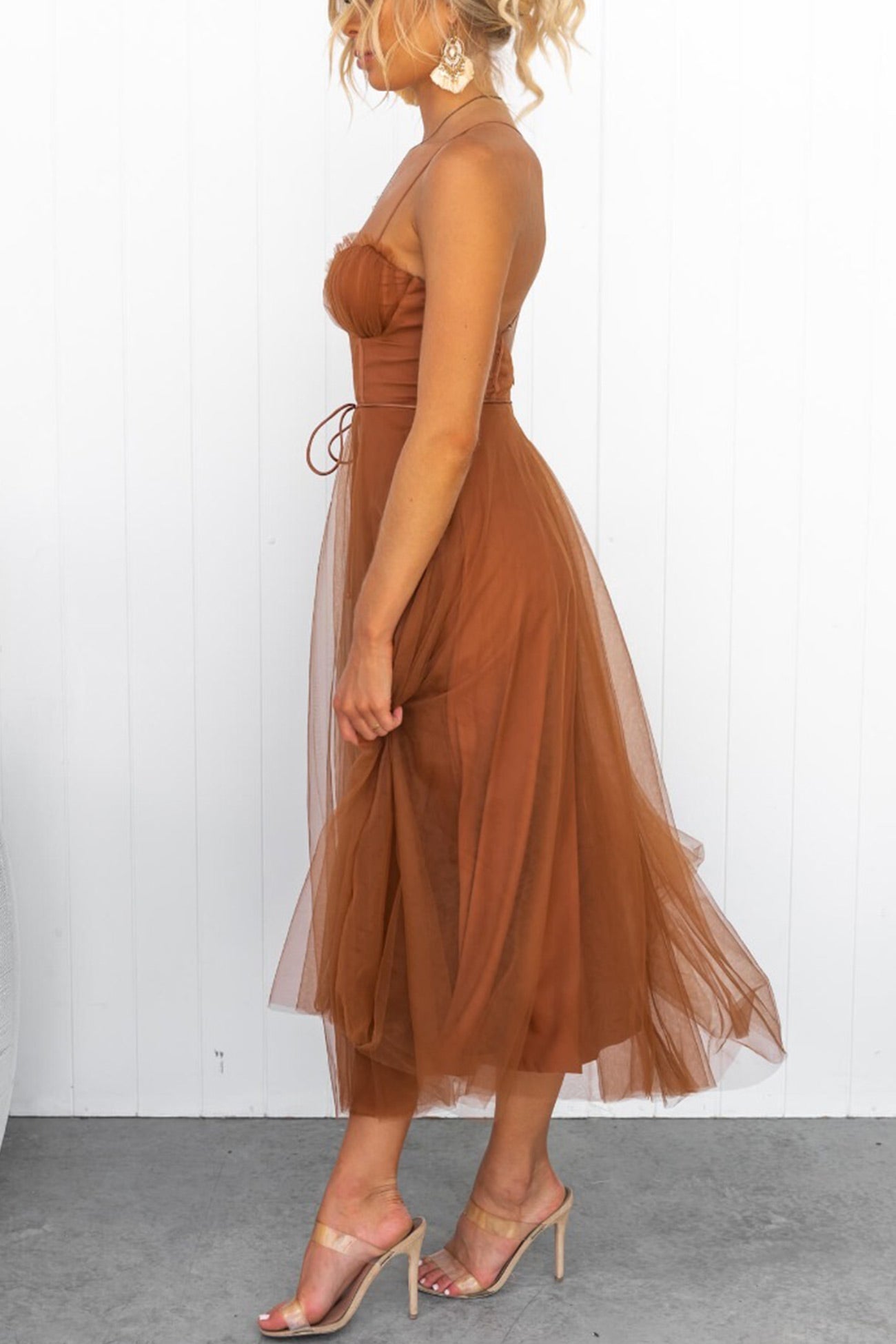 Mesh Corset Lace-up Cami Dress