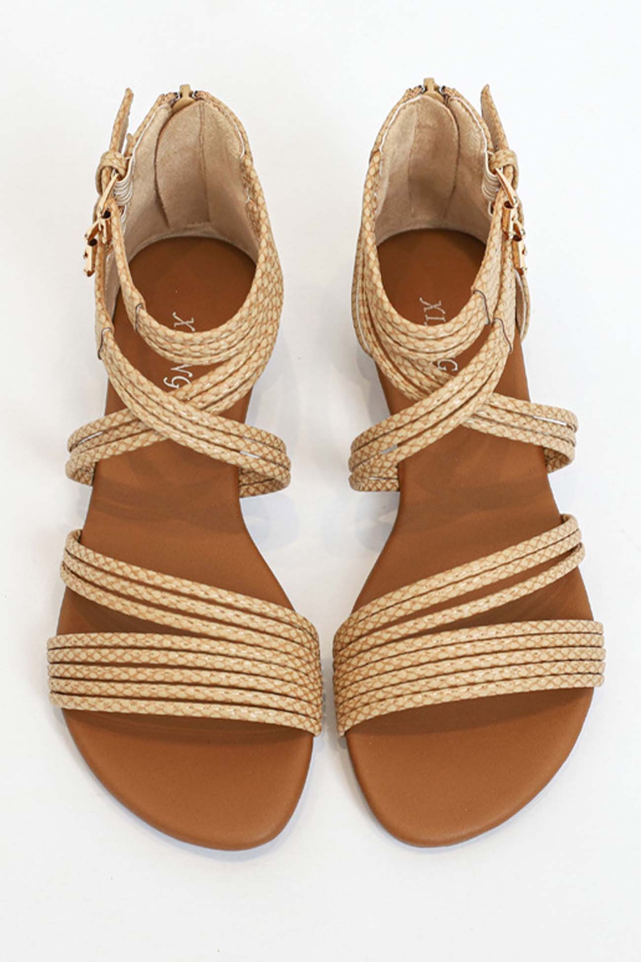 Peep Toe Ankle Strap Zipper Buckle Sandals