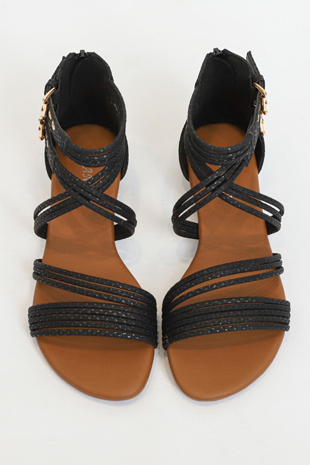 Peep Toe Ankle Strap Zipper Buckle Sandals