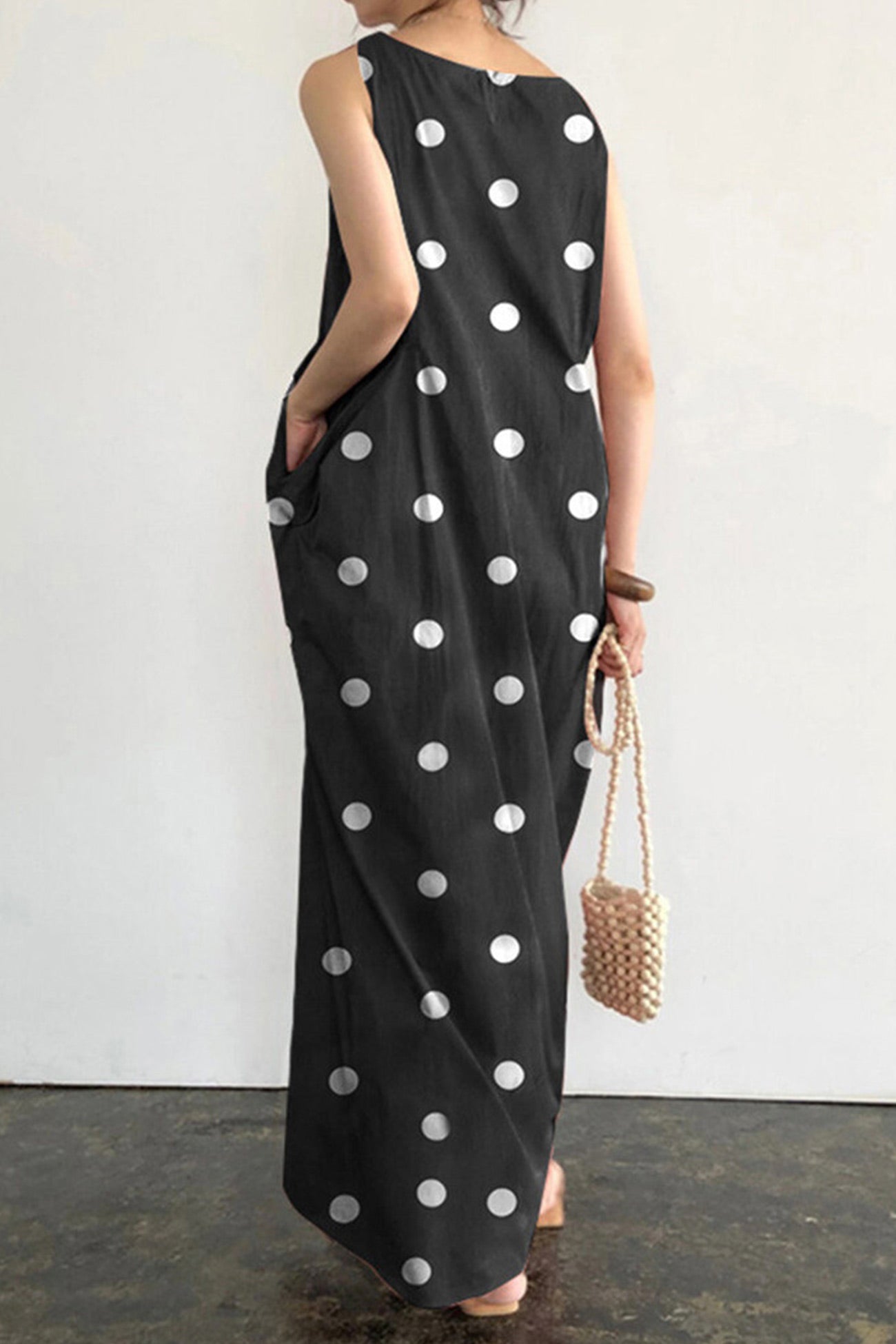 Polka Dots Large Pockets Tank Dress