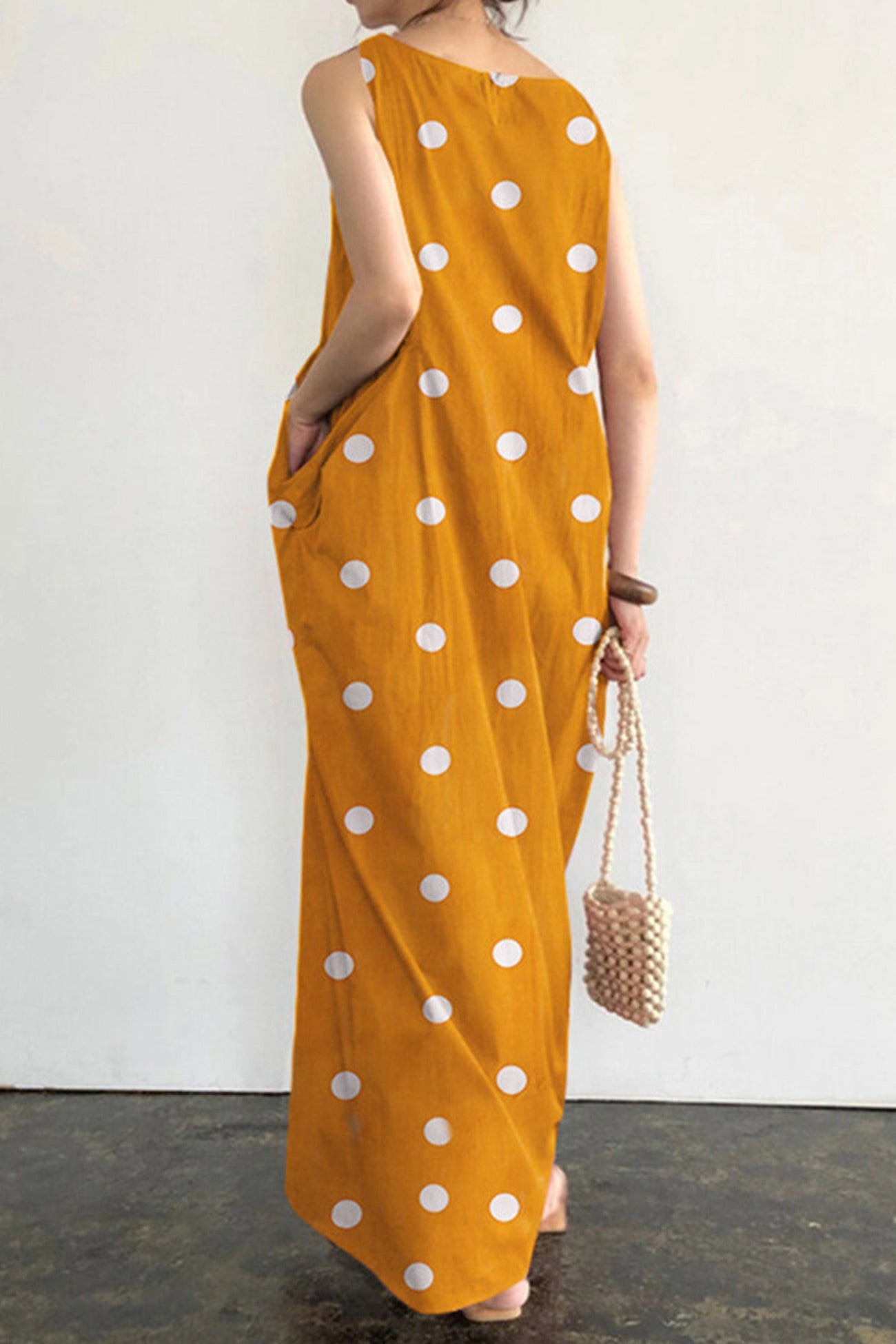 Polka Dots Large Pockets Tank Dress