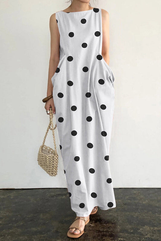 Polka Dots Large Pockets Tank Dress