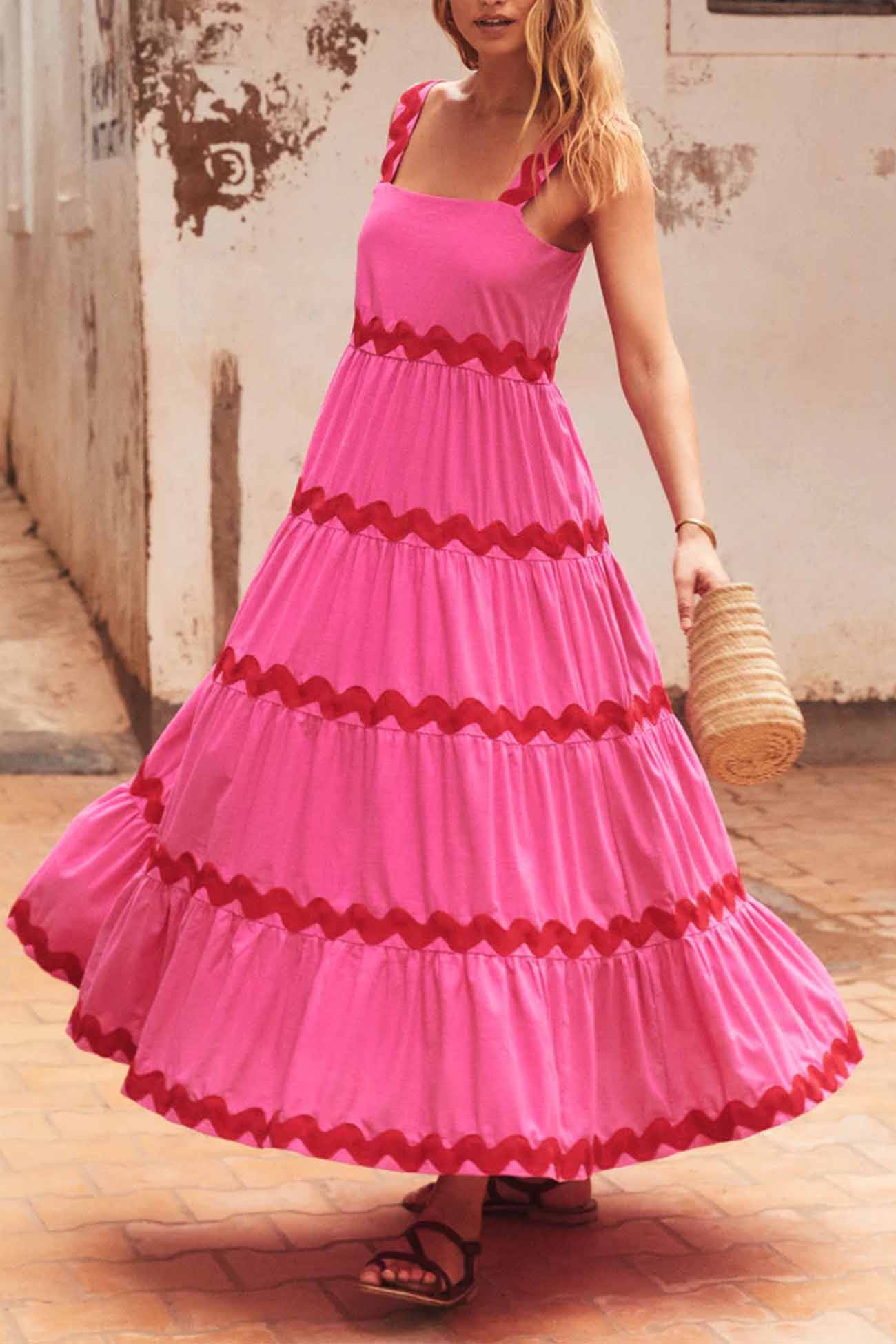 Ripple Stripe Tiered Cami Dress