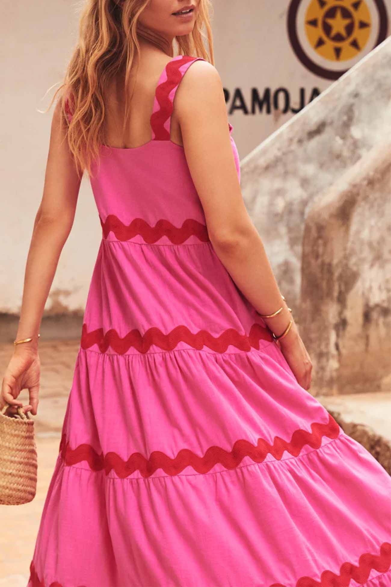 Ripple Stripe Tiered Cami Dress