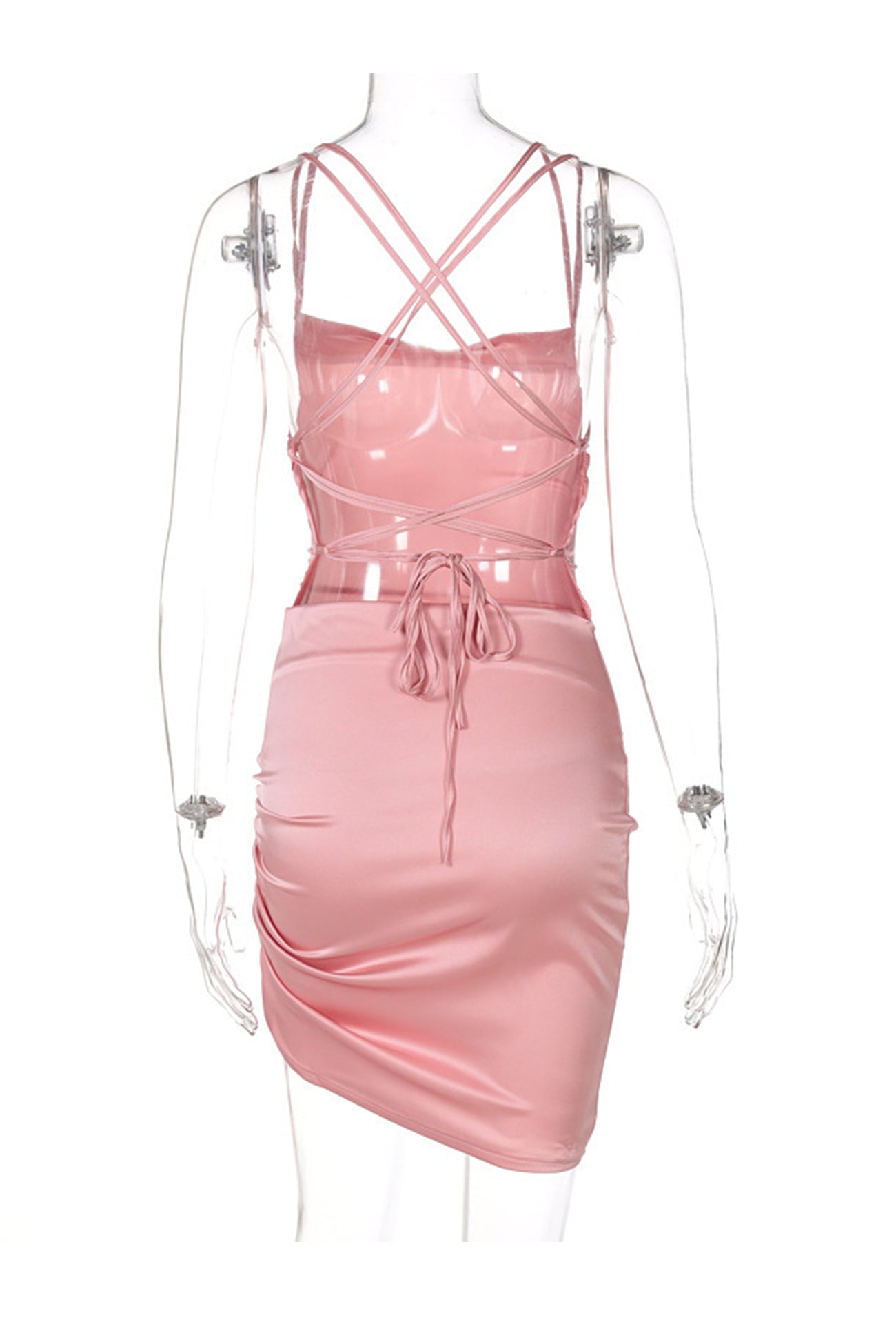 Satin Tie-up Ruched Cami Dress