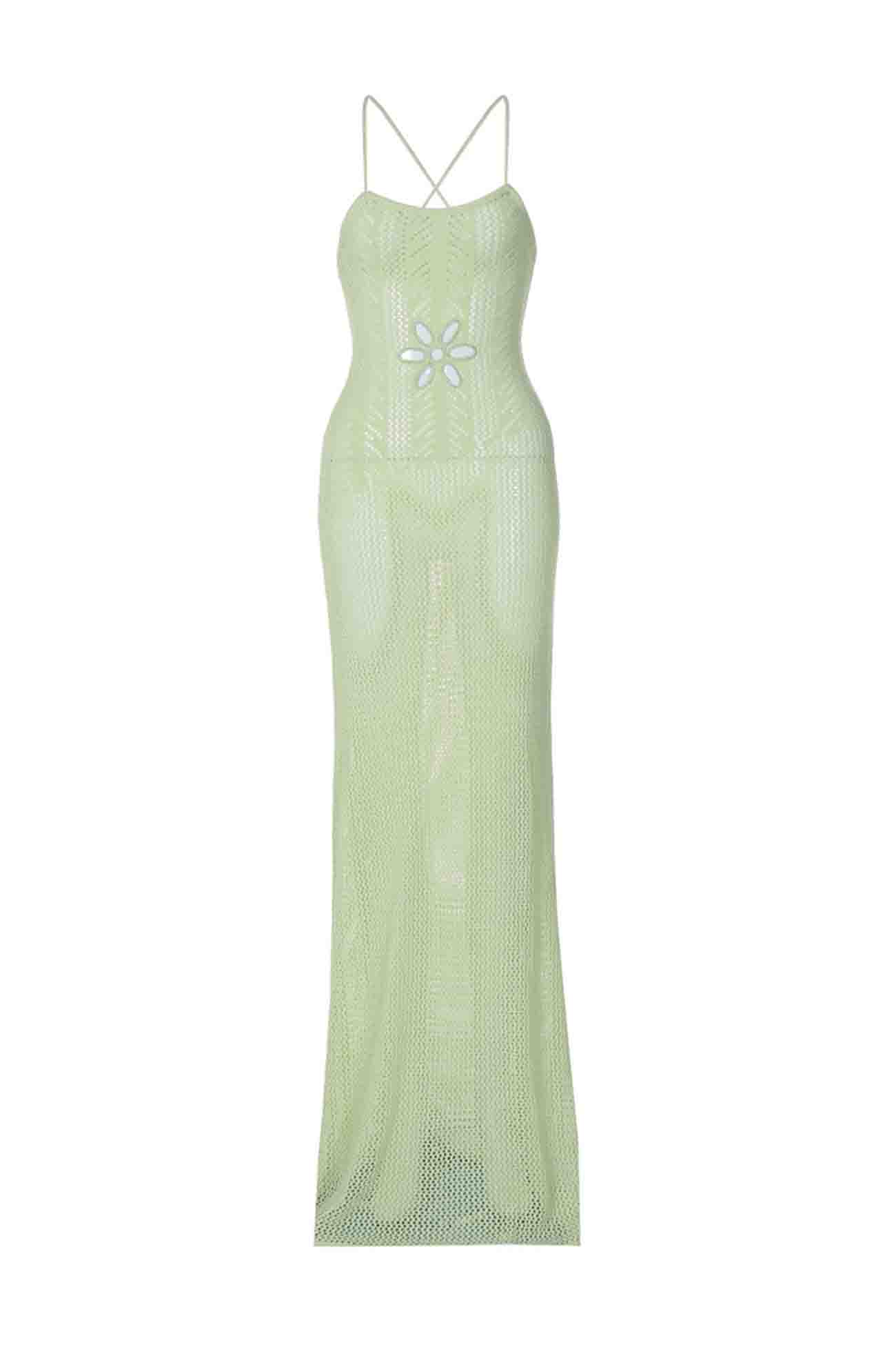 Sleeveless Backless Cutout Crochet Maxi Dress