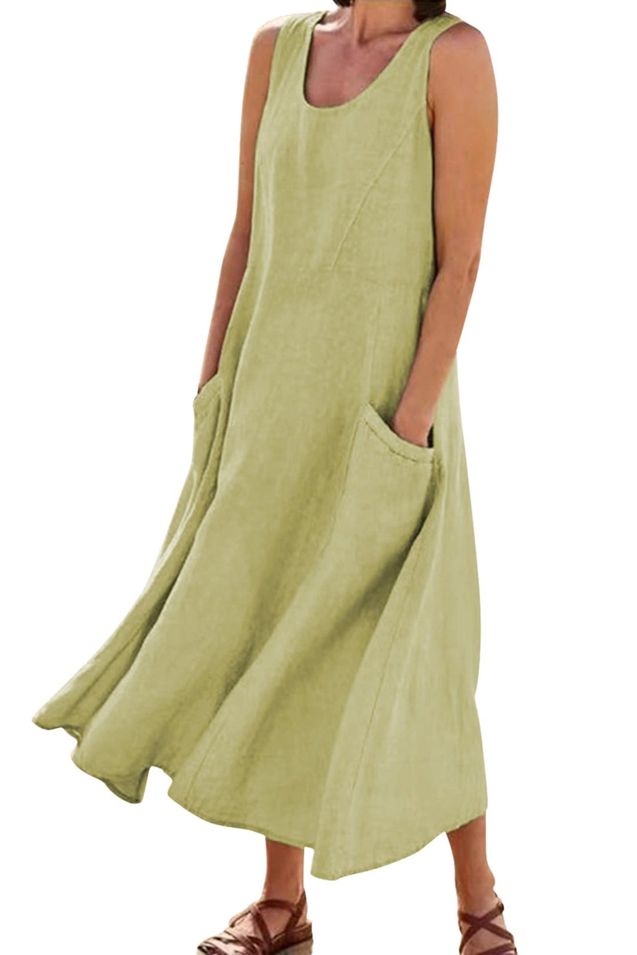 Solid Color Pocket Tank Dress