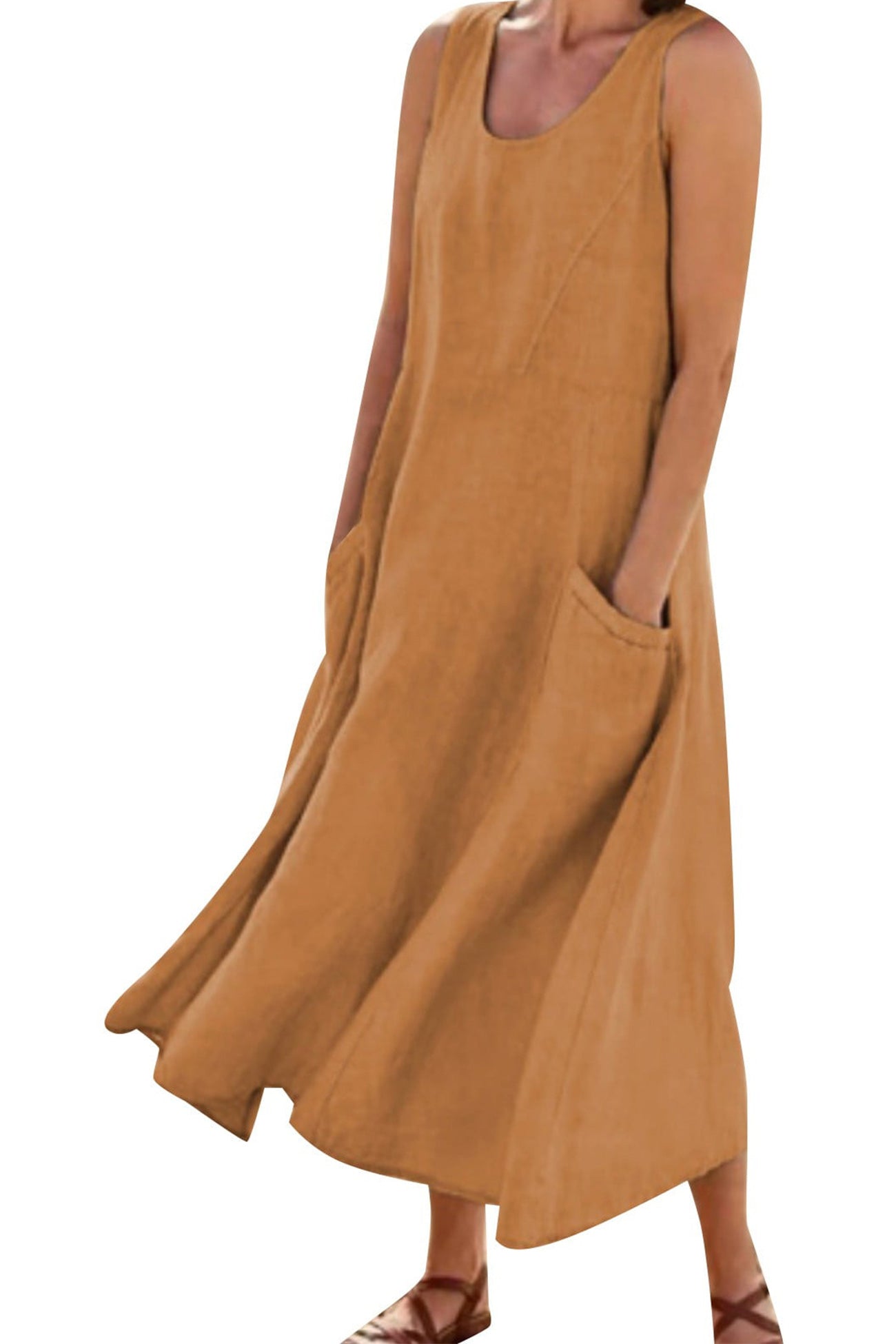 Solid Color Pocket Tank Dress