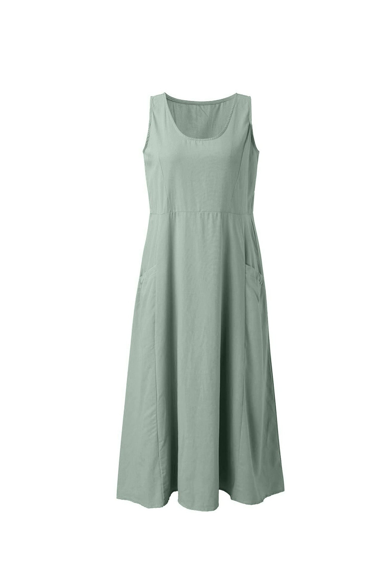 Solid Color Pocket Tank Dress