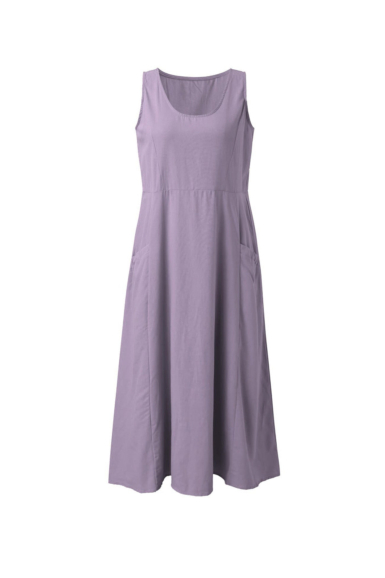 Solid Color Pocket Tank Dress