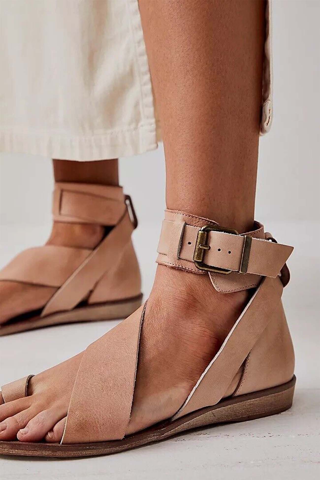 Toe Ring Buckle Strap Flat Sandals
