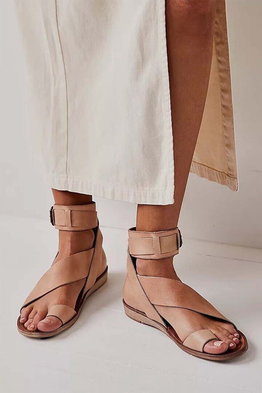Toe Ring Buckle Strap Flat Sandals
