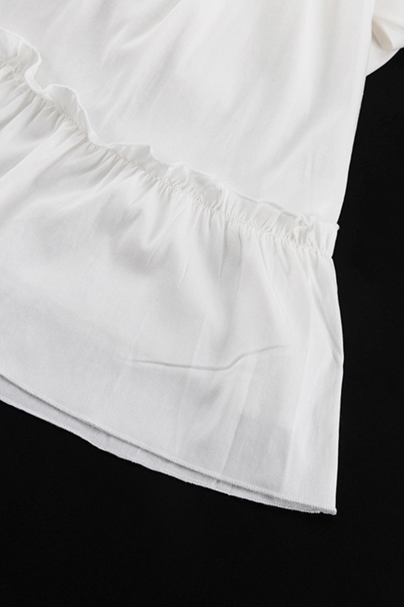 V Neck Pleated Trumpet Sleeve Ruffle Dress