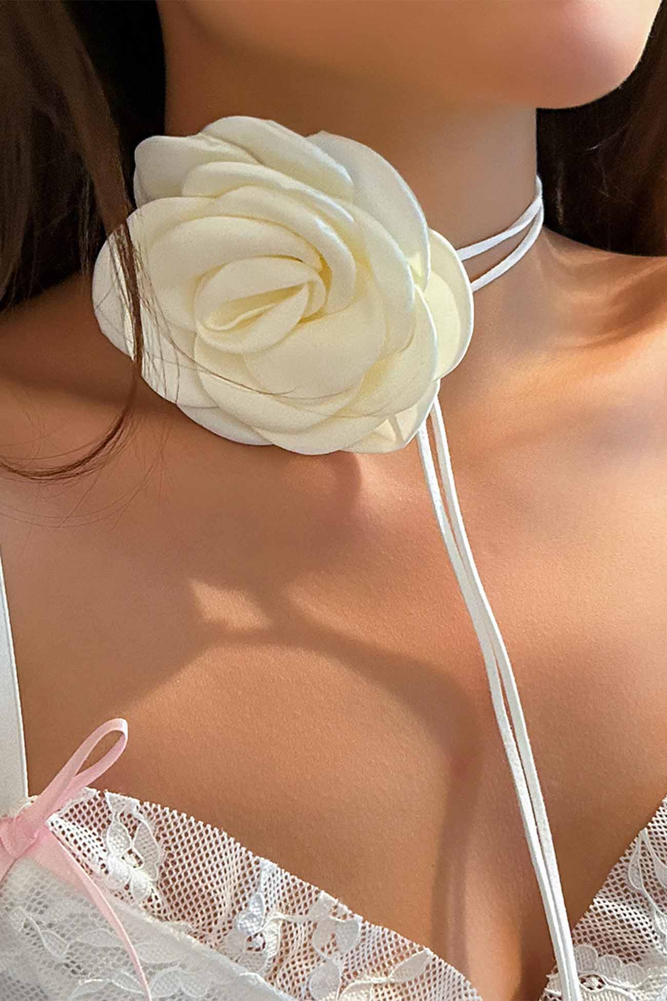 Satin Flower Choker Necklace
