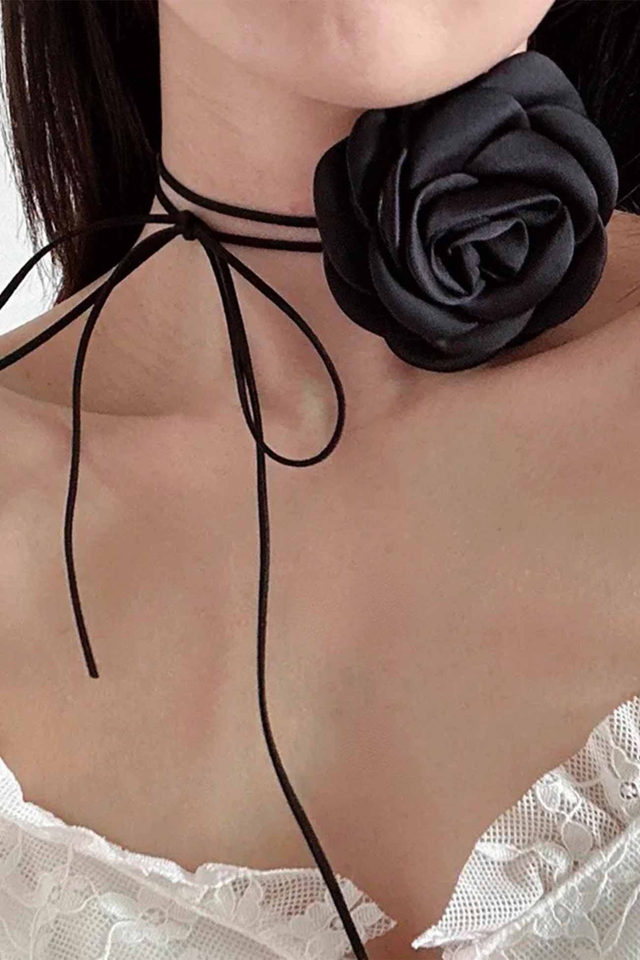 Satin Flower Choker Necklace