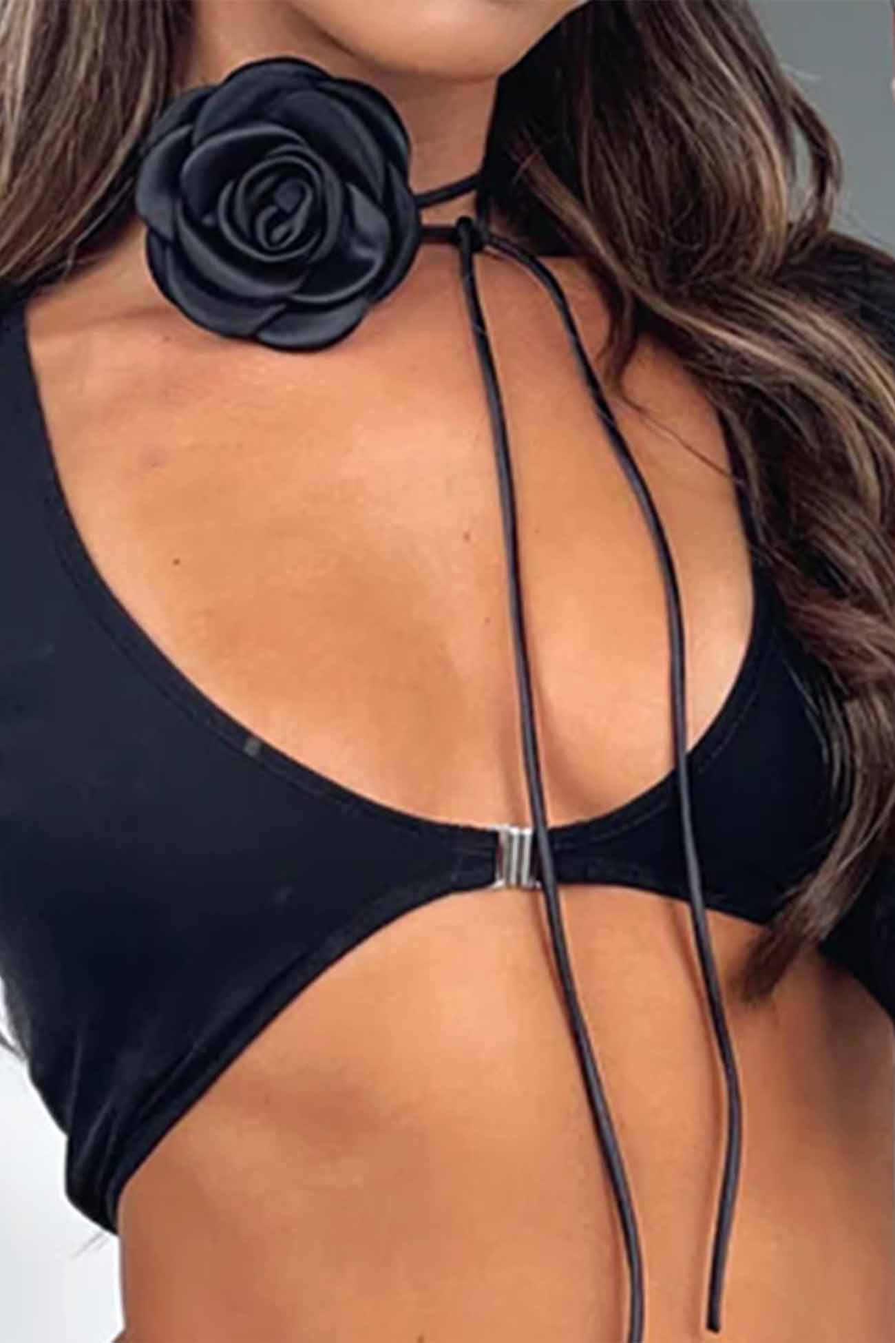 Satin Flower Choker Necklace