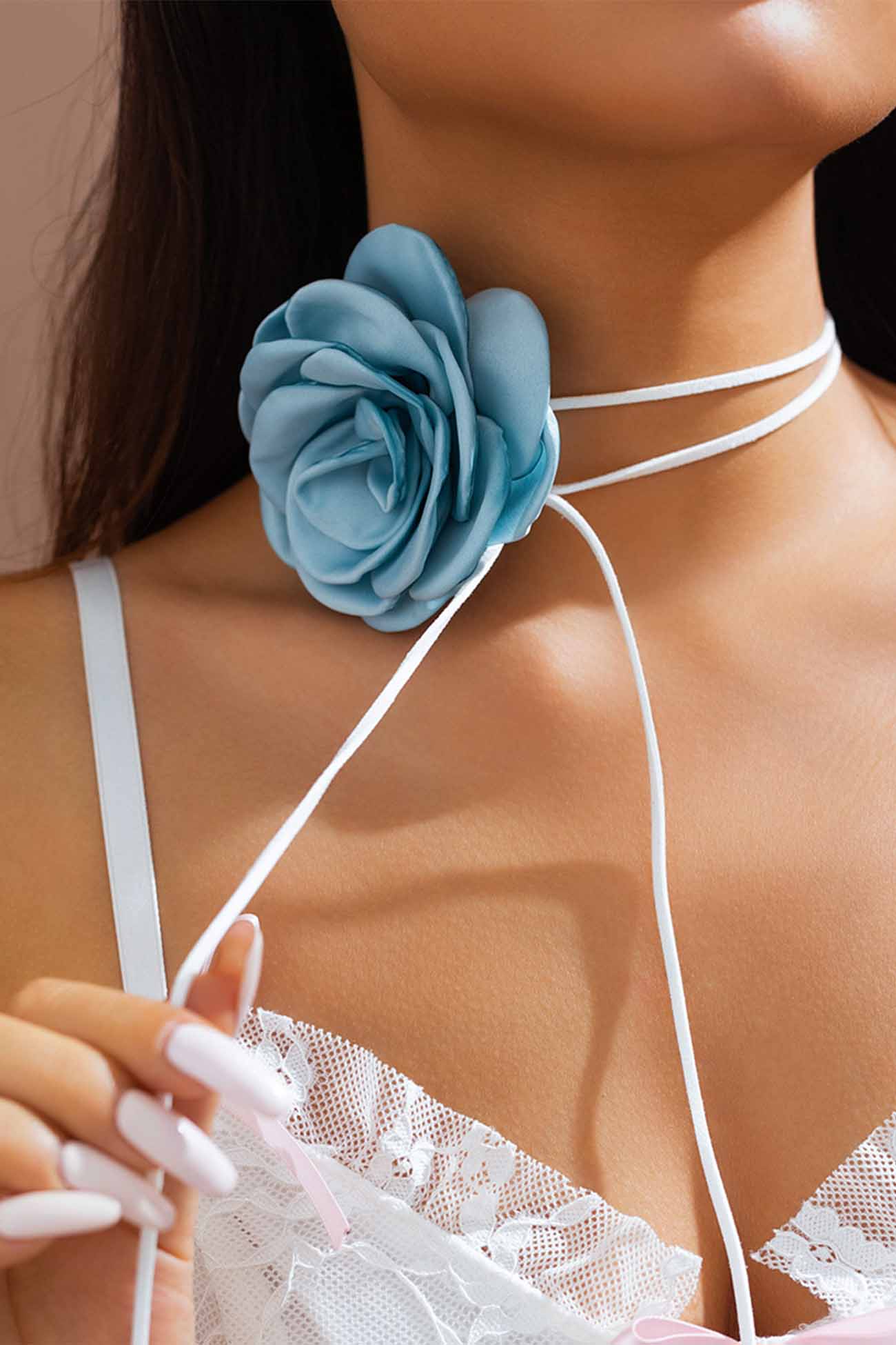 Satin Flower Choker Necklace