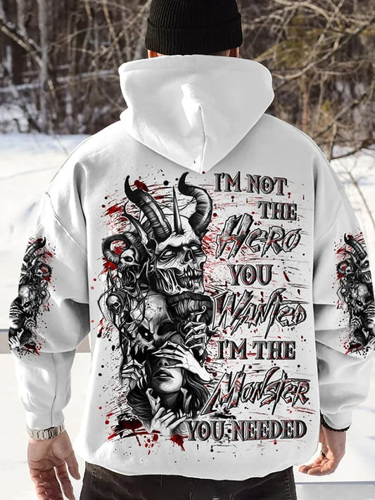 Men's Trendy Skull Print Pocket Hoodie