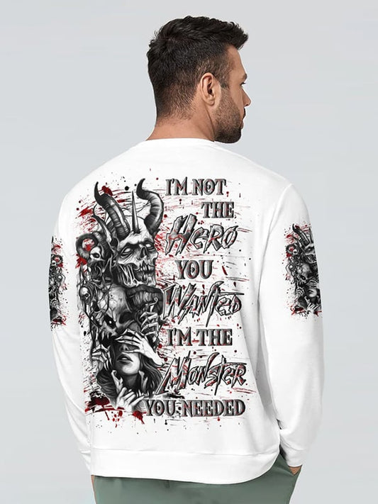 Men's Vintage Skull Lettering Print Crew Neck Sweatshirt