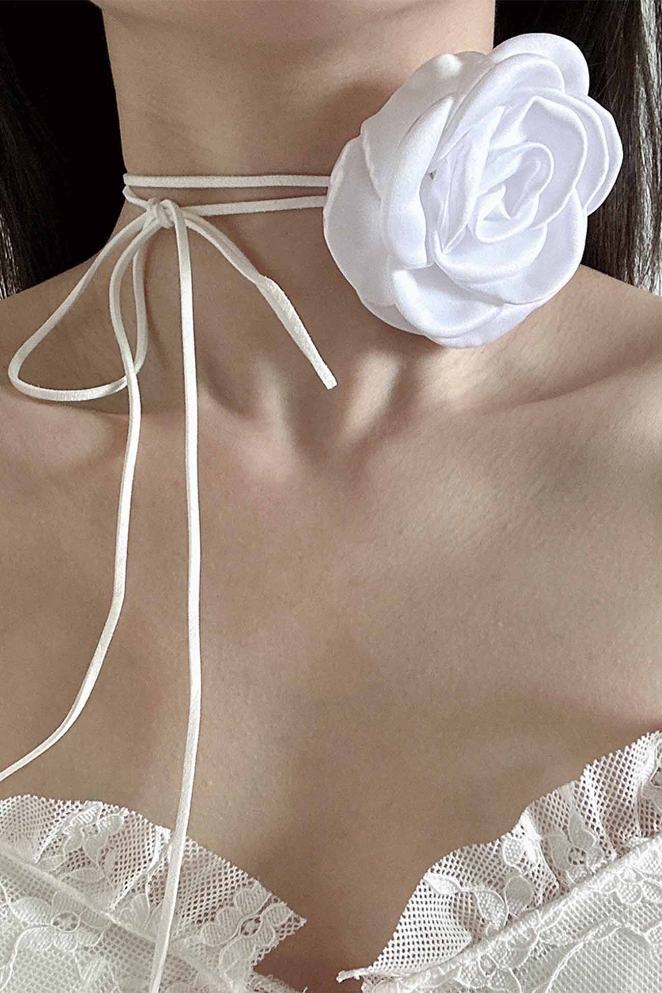 Satin Flower Choker Necklace