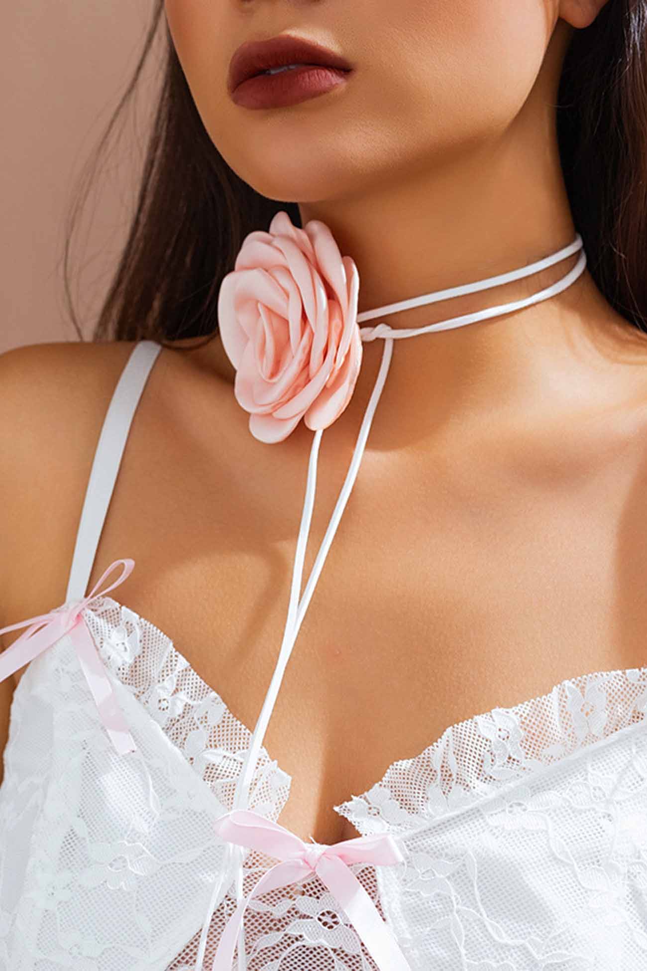 Satin Flower Choker Necklace